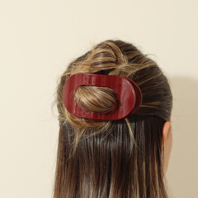Pince à cheveux plate ovale - Bordeaux