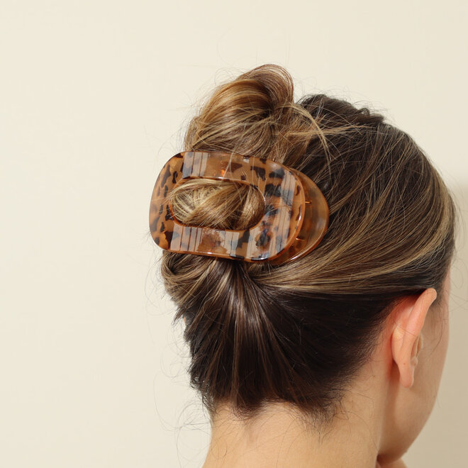Pince à cheveux plate ovale - Léopard