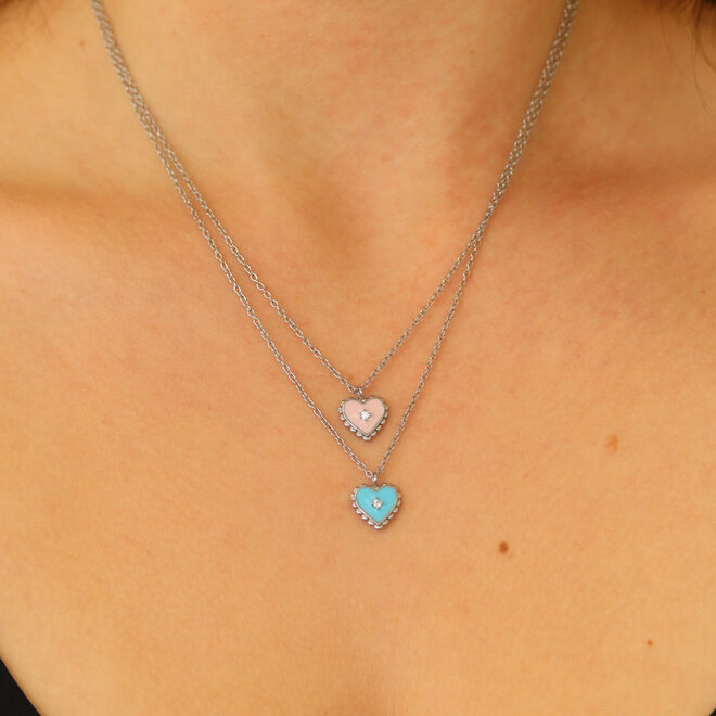 Collier Aimé - Coeur Turquoise