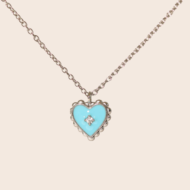 Collier Aimé - Coeur Turquoise