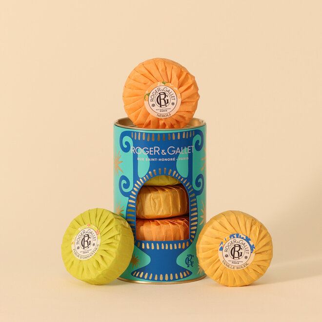 Coffret des fêtes - Trio de savons Gingembre Rouge, Vanille Soleil, Fleur d'Osmanthus