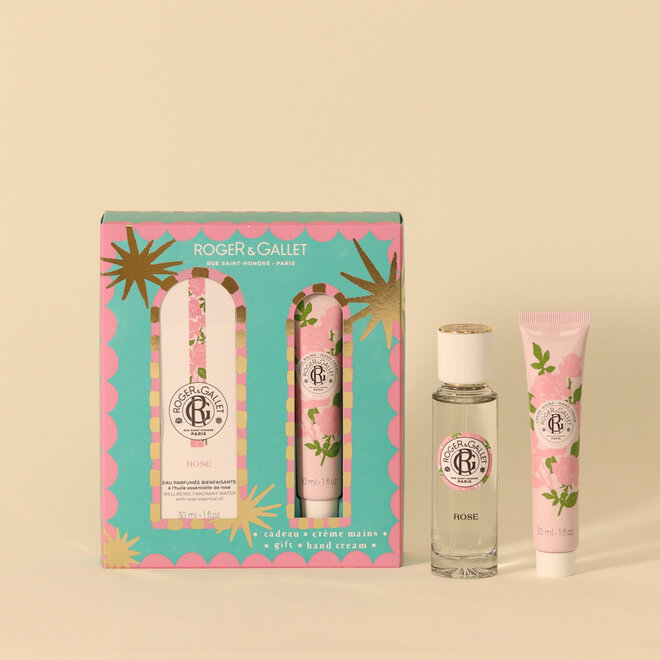 Coffret des fêtes - Eau parfumée & Crème à mains Rose