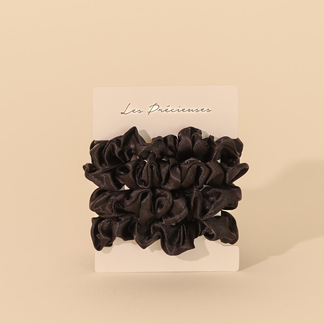 Élastiques en satin noir - Paquet de 4