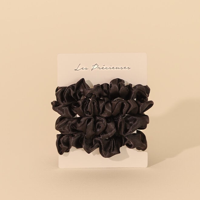 Élastiques en satin noir - Paquet de 4