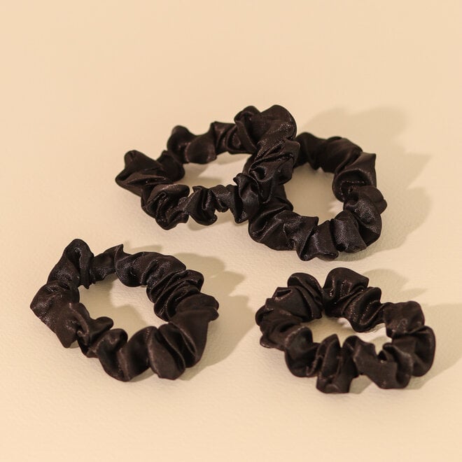 Élastiques en satin noir - Paquet de 4