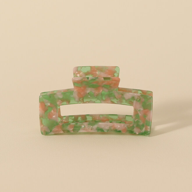 Pince à cheveux ajourée longue  -  Rose & vert nacrée