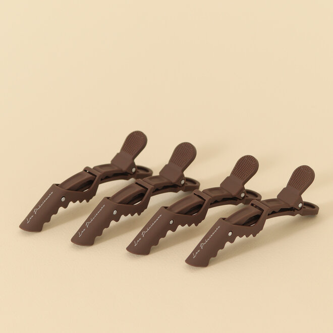 Ensemble de 4 pinces alligator - Brun