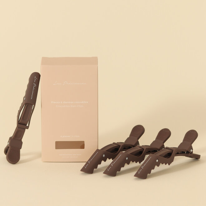 Ensemble de 4 pinces alligator - Brun