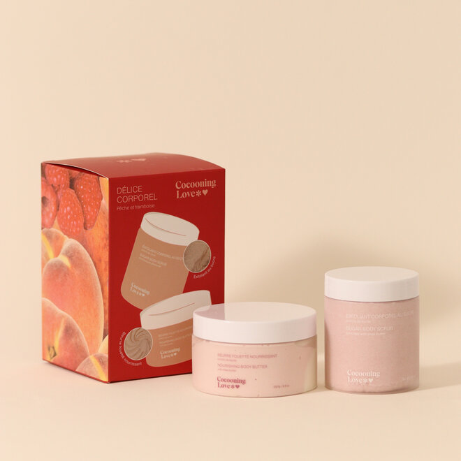 Coffret Duo Beurre fouetté et Exfoliant - Pêche & Framboise