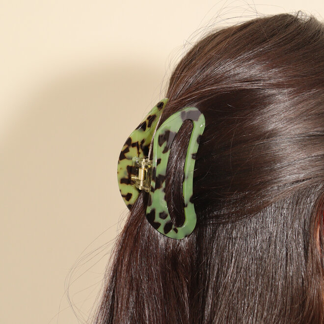 Pince à cheveux demi-lune - Noir et vert