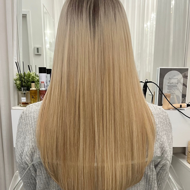 Blond Strawberry Balayage Doré #18/22 - Extensions à micro-anneaux 20"