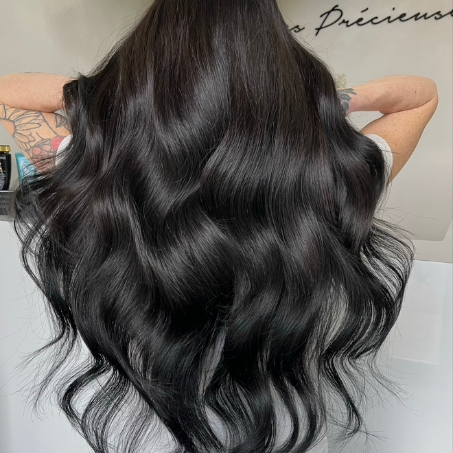 Noir  Soyeux #1 - Extensions à bandes adhésives 20'' & 24''