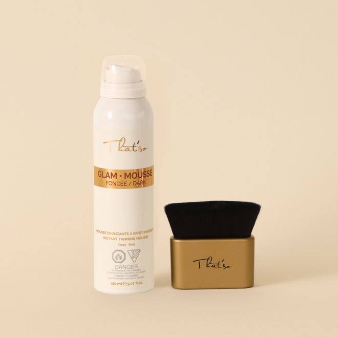 Autobronzant mousse Glam Body Dark avec Body Brush