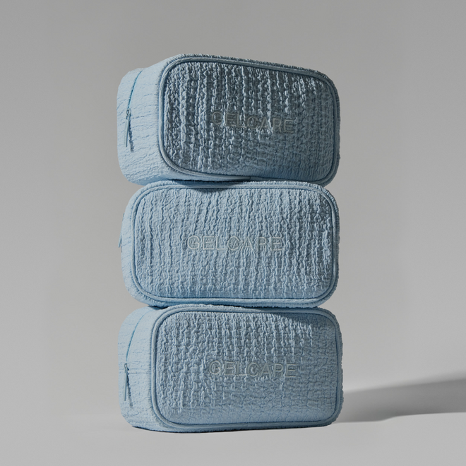 Pochette en tissu froissé - Bleu bébé