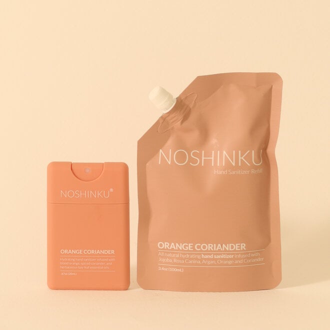 Duo Désinfectant pour les mains Orange & Coriandre - Vaporisateur & Recharge