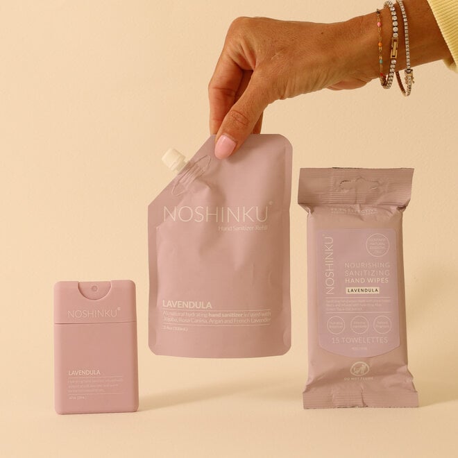 Trio Désinfectant  Lavande - Vaporisateur, Recharge 100ml & Lingettes