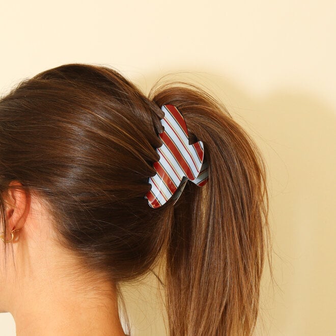 Pince à cheveux - Lignée bleu & brun