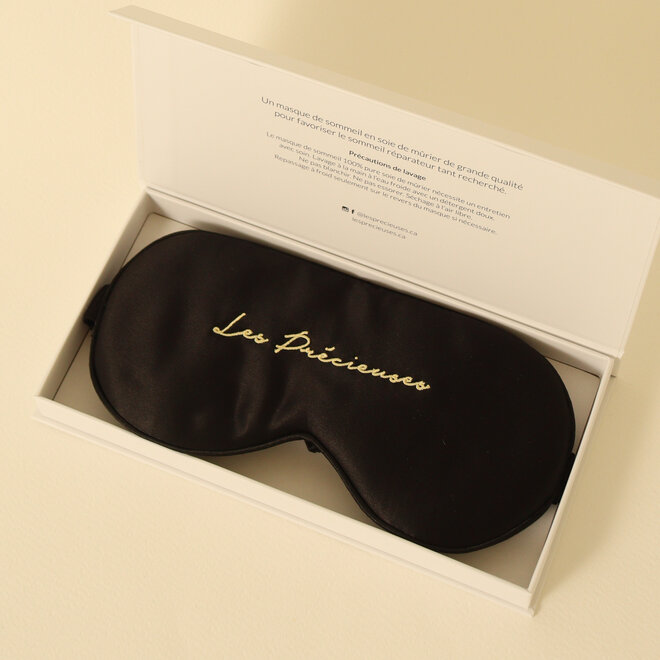 Masque de sommeil 100% soie de mûrier pure - Noir