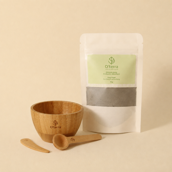 Duo Masque visage Purifiant et détoxifiant avec Outils en bambou