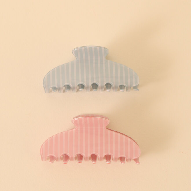 Pince à cheveux lignée - Rose Bébé