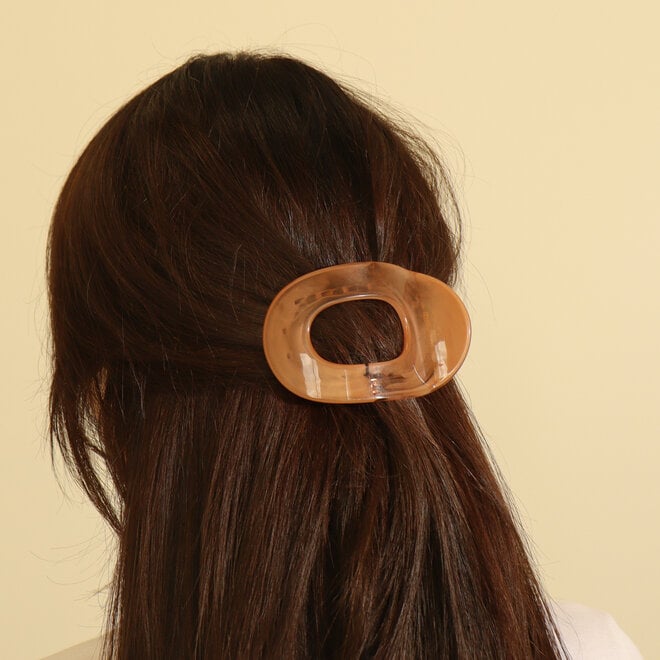Pince à cheveux plate ovale - Brun nacré