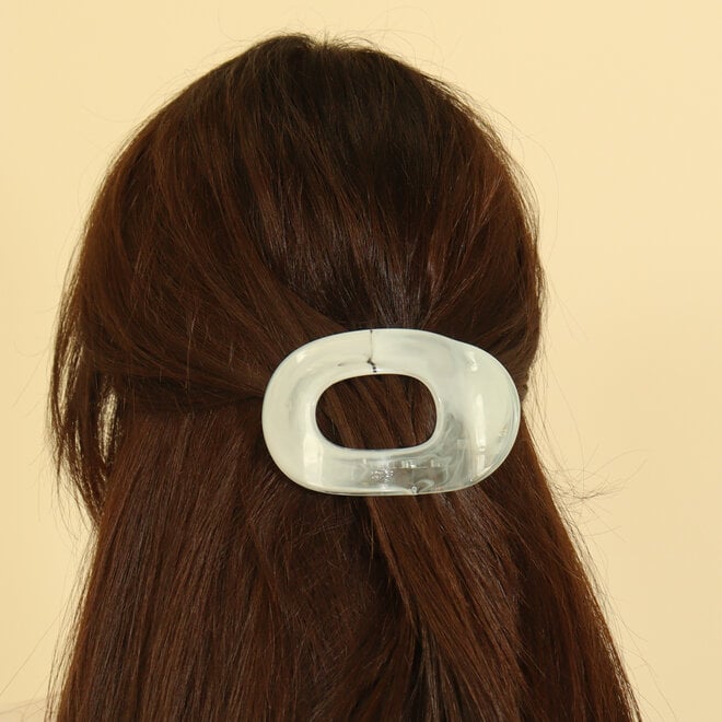 Pince à cheveux plate ovale - Bleu nacré