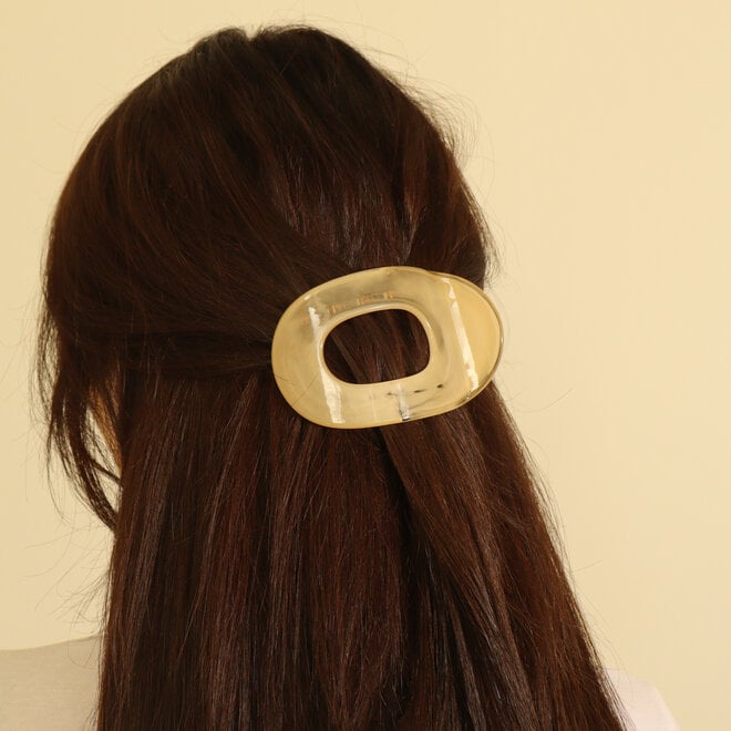 Pince à cheveux plate ovale - Beige nacré