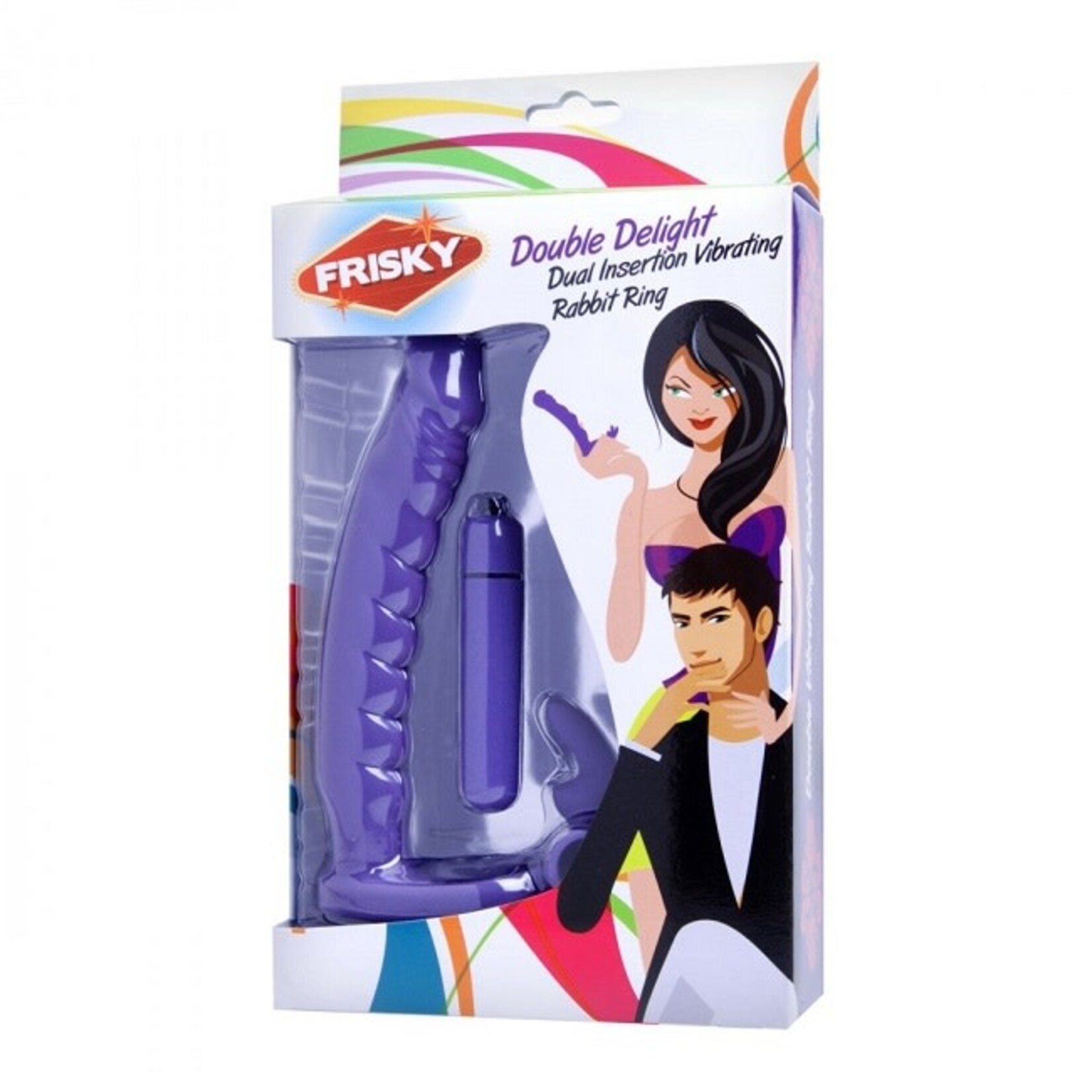 Frisky Double Delight Dual Penetration Vibrating Rabbit Cock Ring