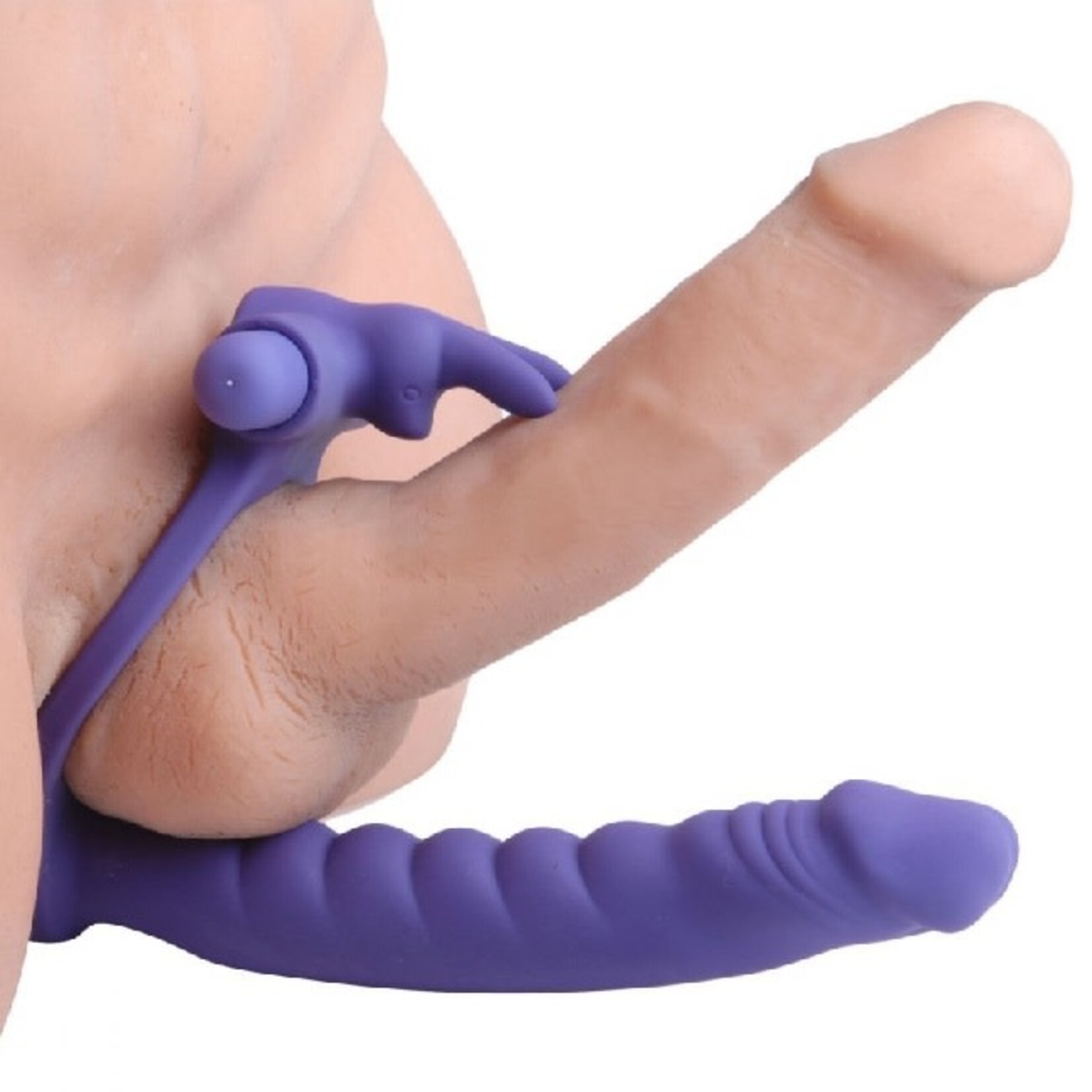 Frisky Double Delight Dual Penetration Vibrating Rabbit Cock Ring