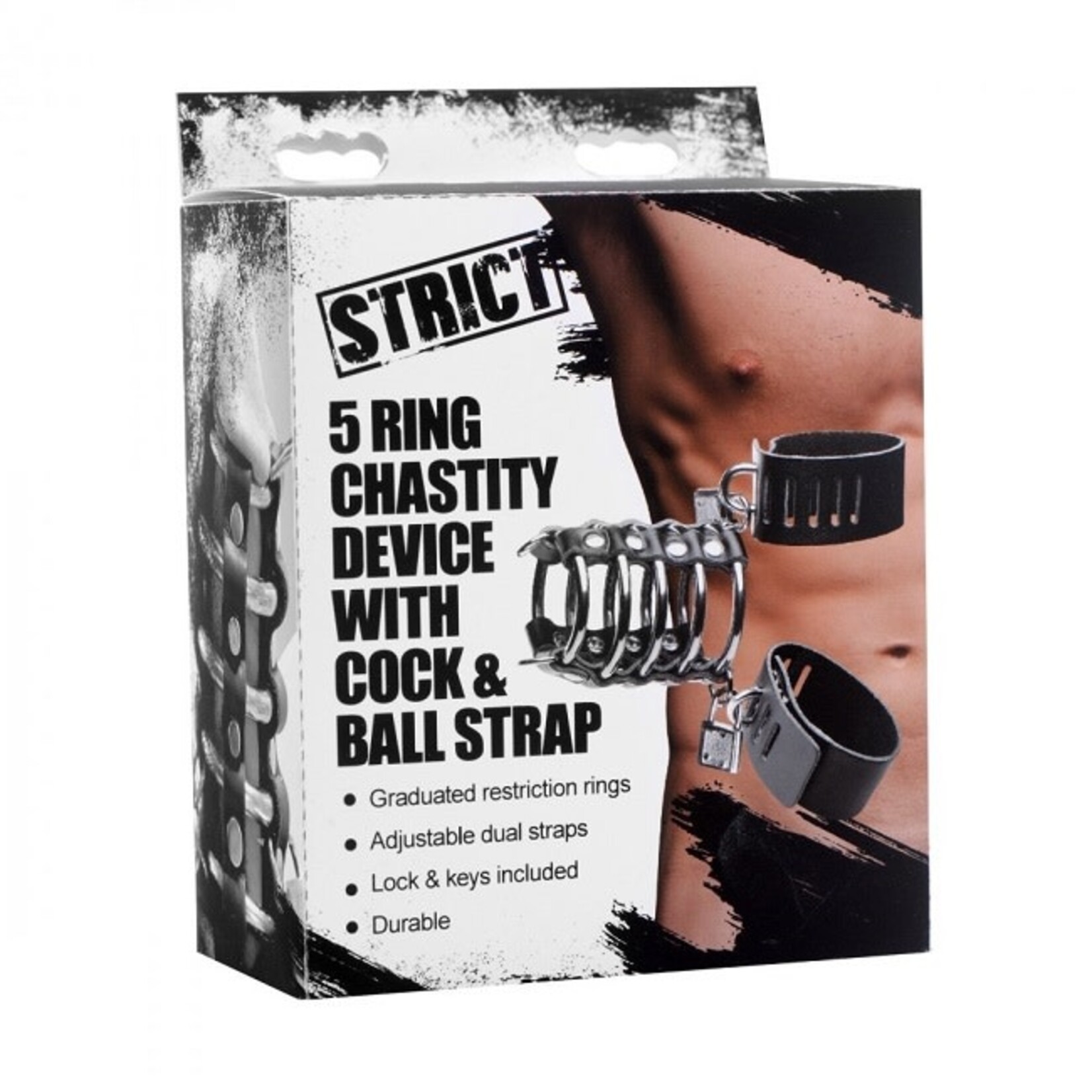 Strict Strict 5 Ring Chastity Device with Cock and Ball Strap
