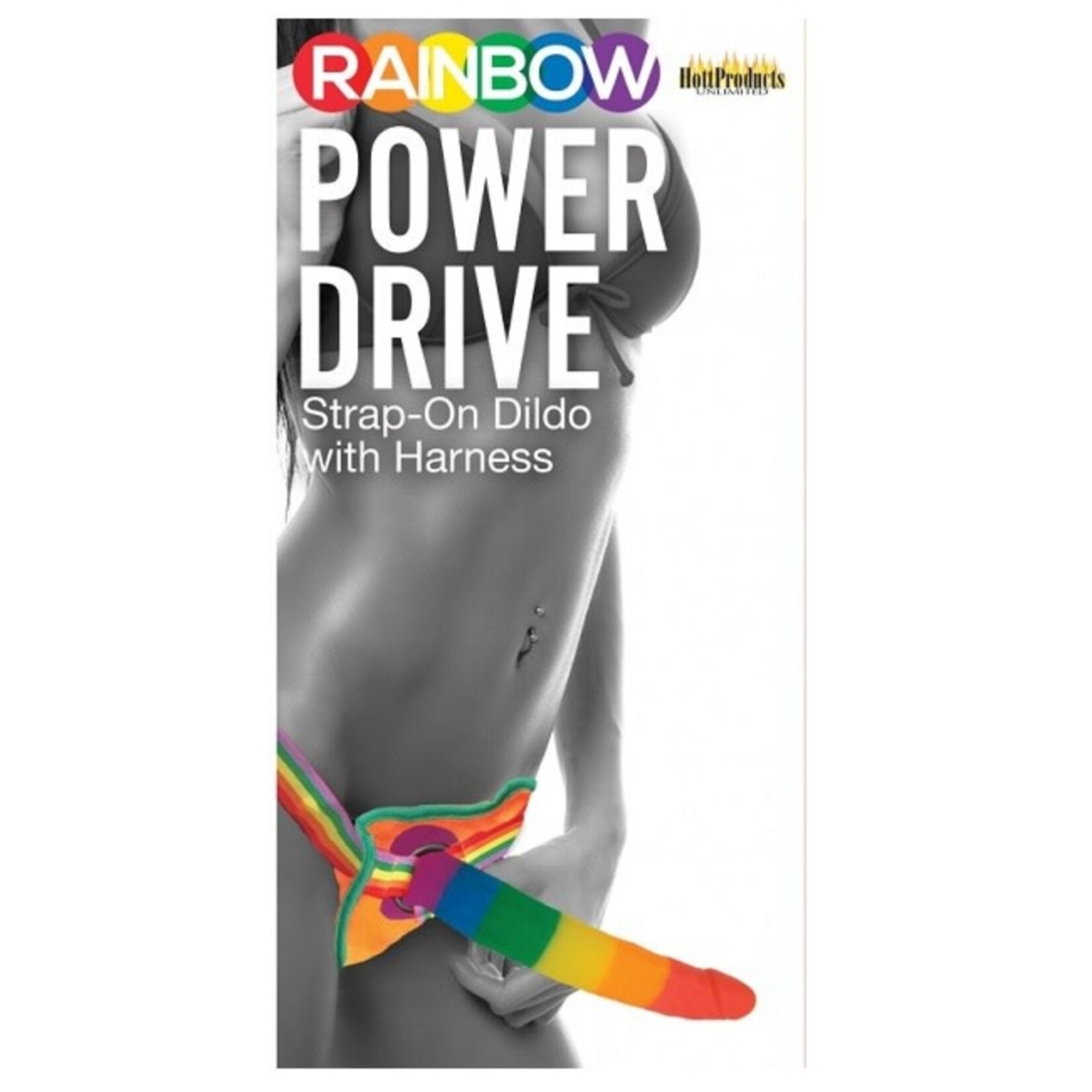 Hott Products Rainbow Power Drive Strap-On Dildo with Harness