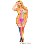 Music Legs Rainbow Fishnet Dress & Stockings Queen OS