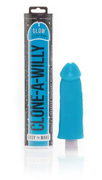 Clone-A-Willy Silicone Vibrator Kit - Glow-In-The-Dark Blue