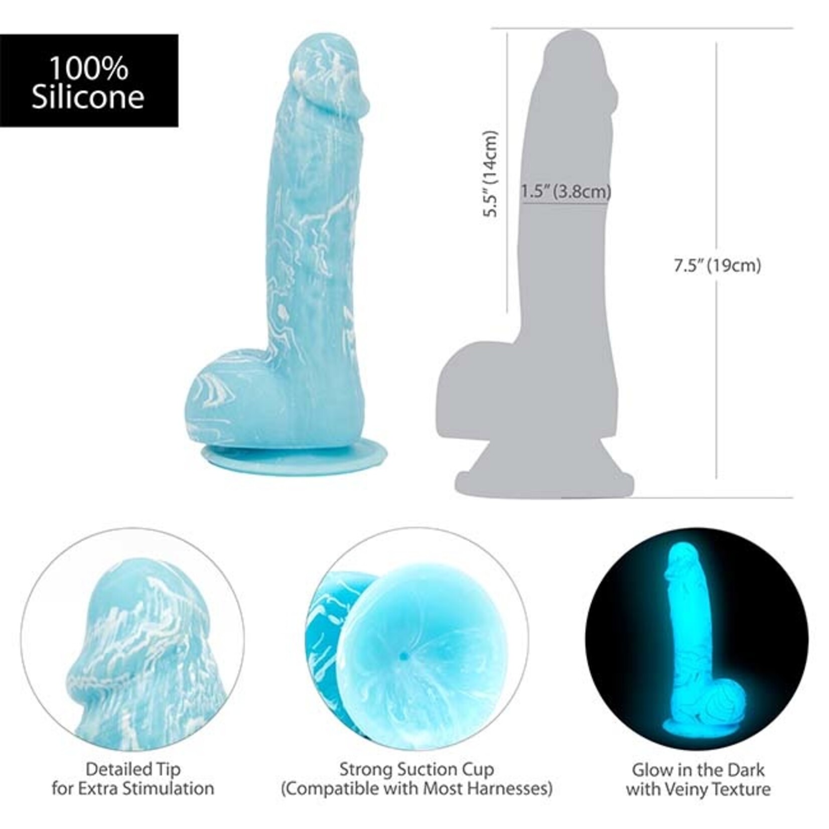 Addiction Addiction - Luke 7.5" Glow-in-the-Dark Silicone Dildo