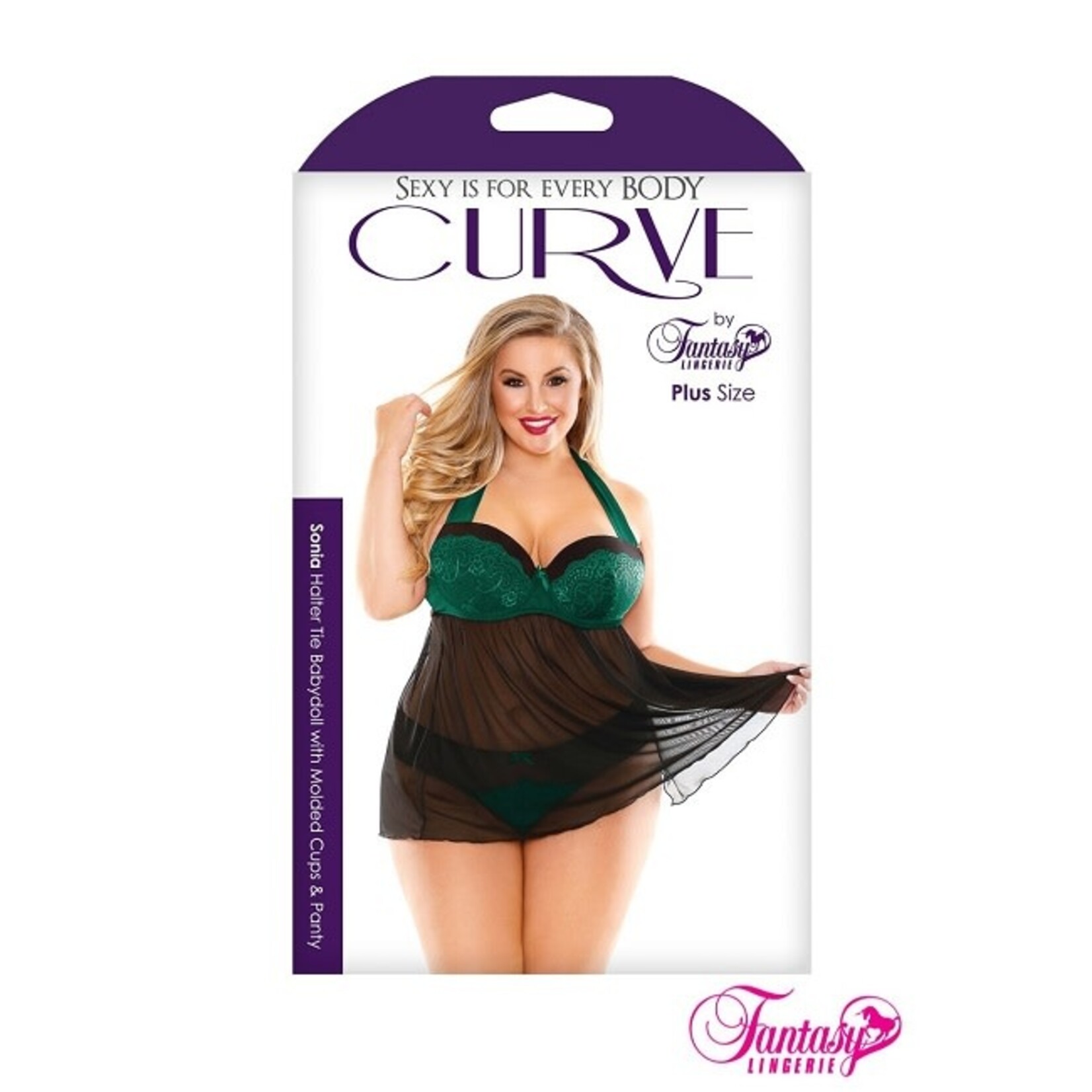 Curve by Fantasy Lingerie Sonia Halter Babydoll & Panty