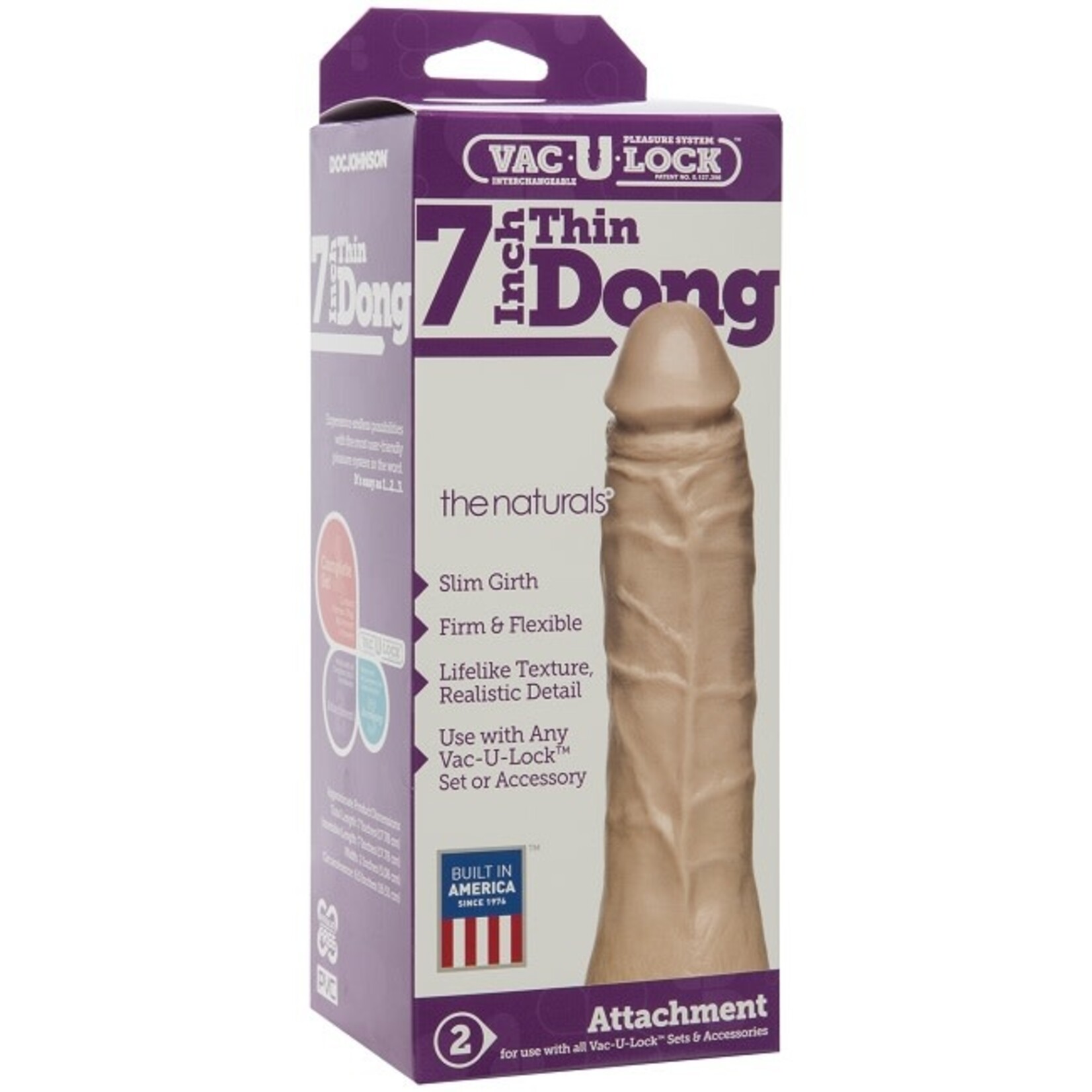 Doc Johnson Vac-U-Lock The Naturals 7" Thin Dong