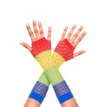 Music Legs Rainbow Diamond Net Fishnet Gloves OS