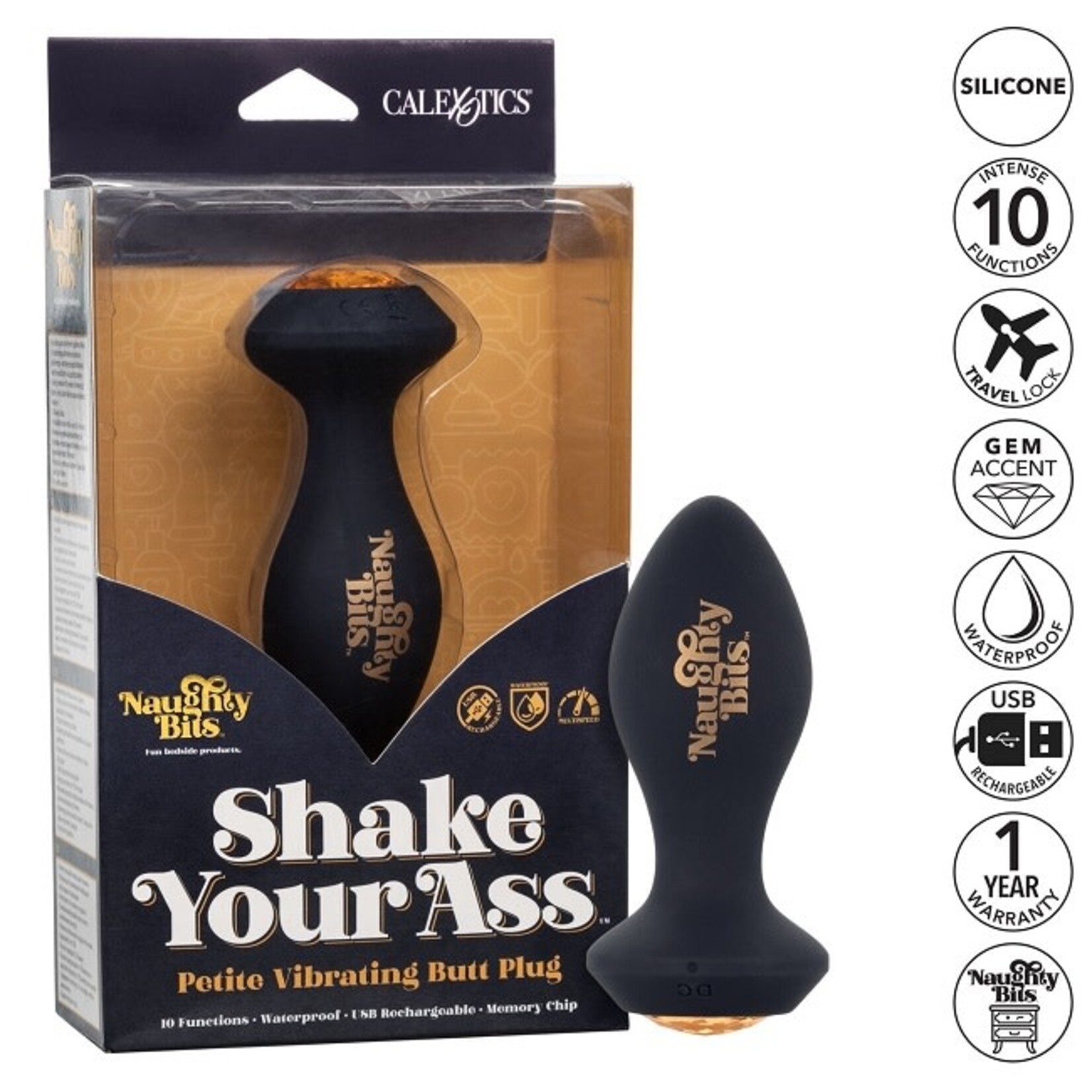 CalExotics Naughty Bits Shake Your Ass Petite Vibrating Butt Plug
