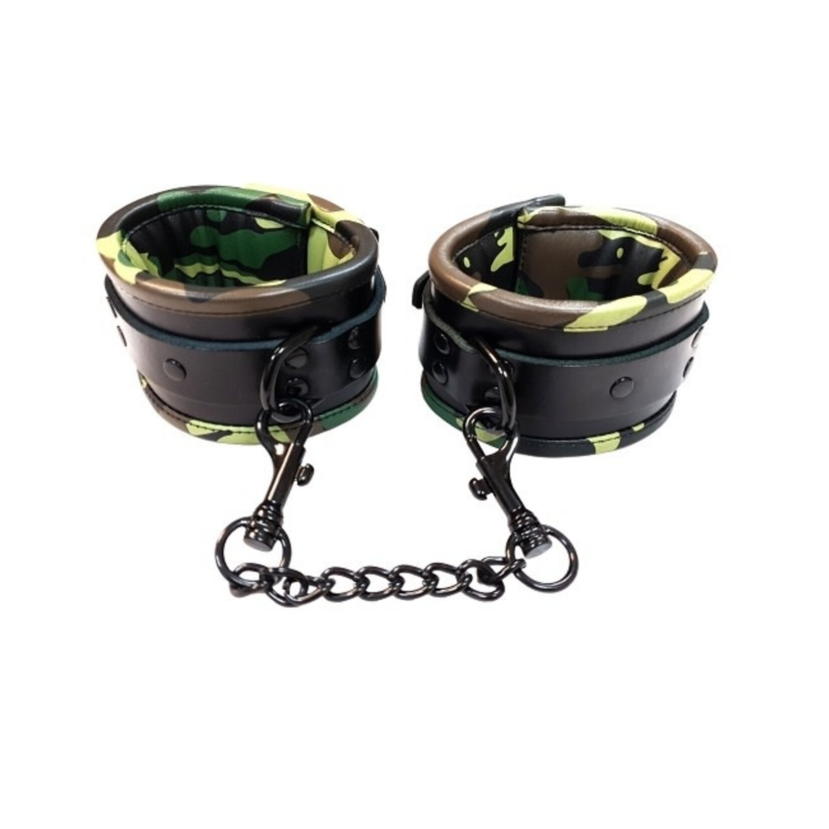 Rouge Rouge Leather Padded Ankle Cuffs Black & Camo