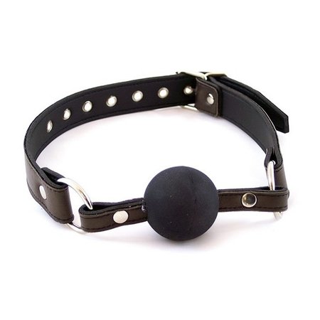 Rouge Rouge Leather Ball Gag with Black Ball