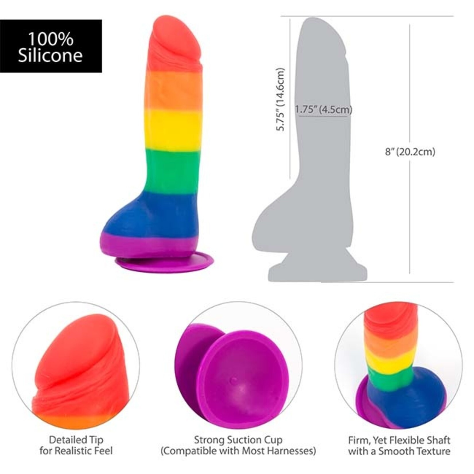 Addiction Addiction - Justin 8" Rainbow Silicone Dildo