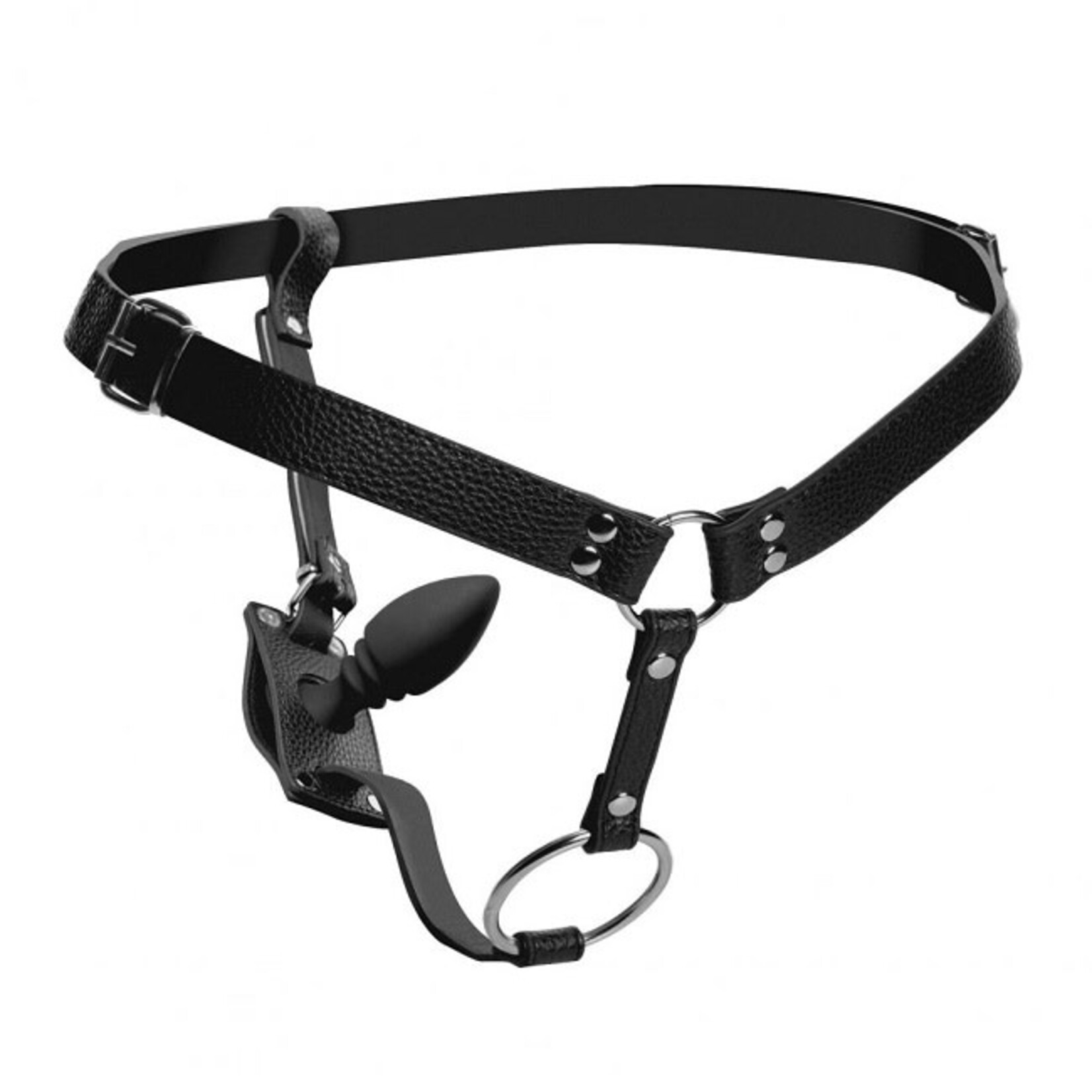 Strict Strict Male Cock Ring Harness with Silicone Anal Plug