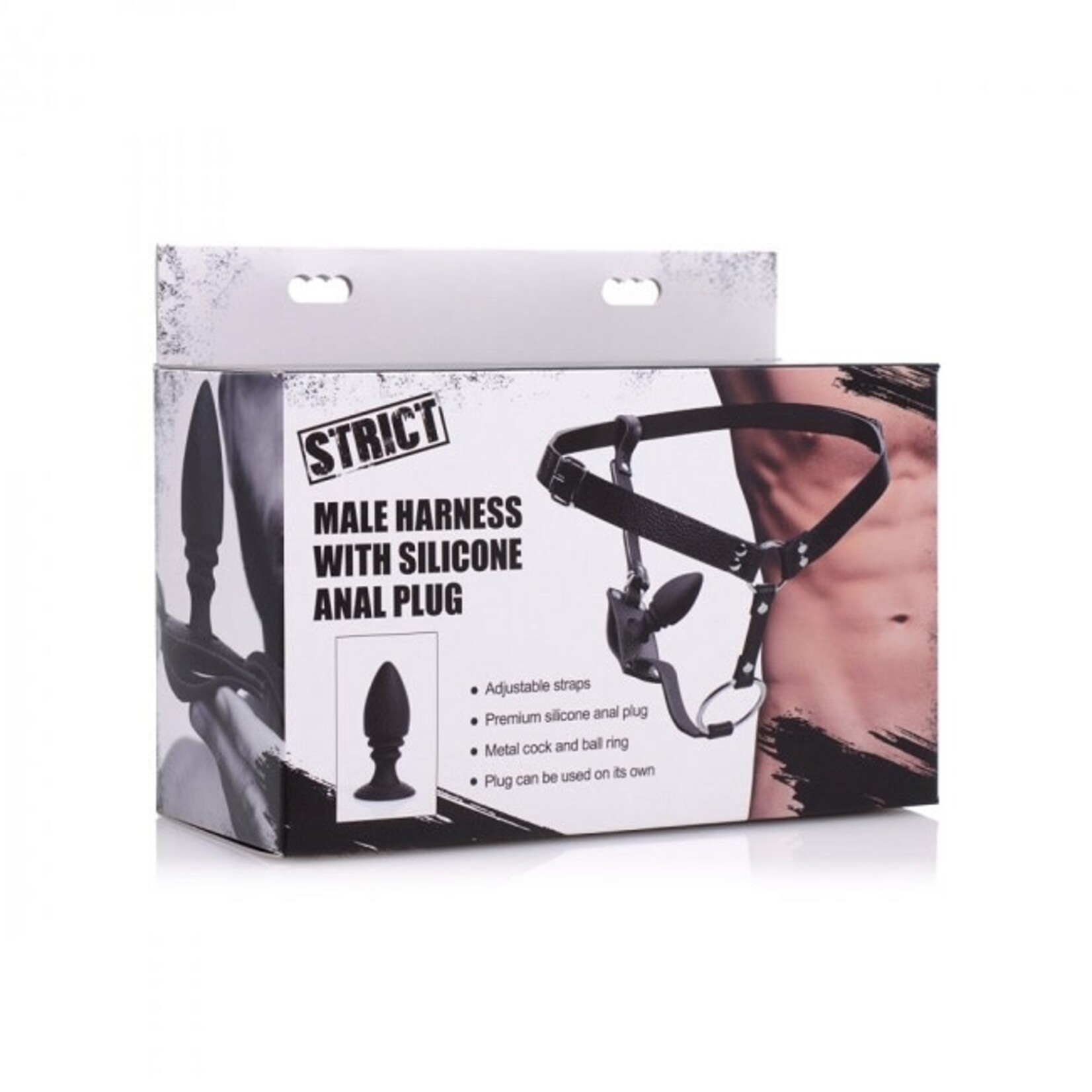 Strict Strict Male Cock Ring Harness with Silicone Anal Plug