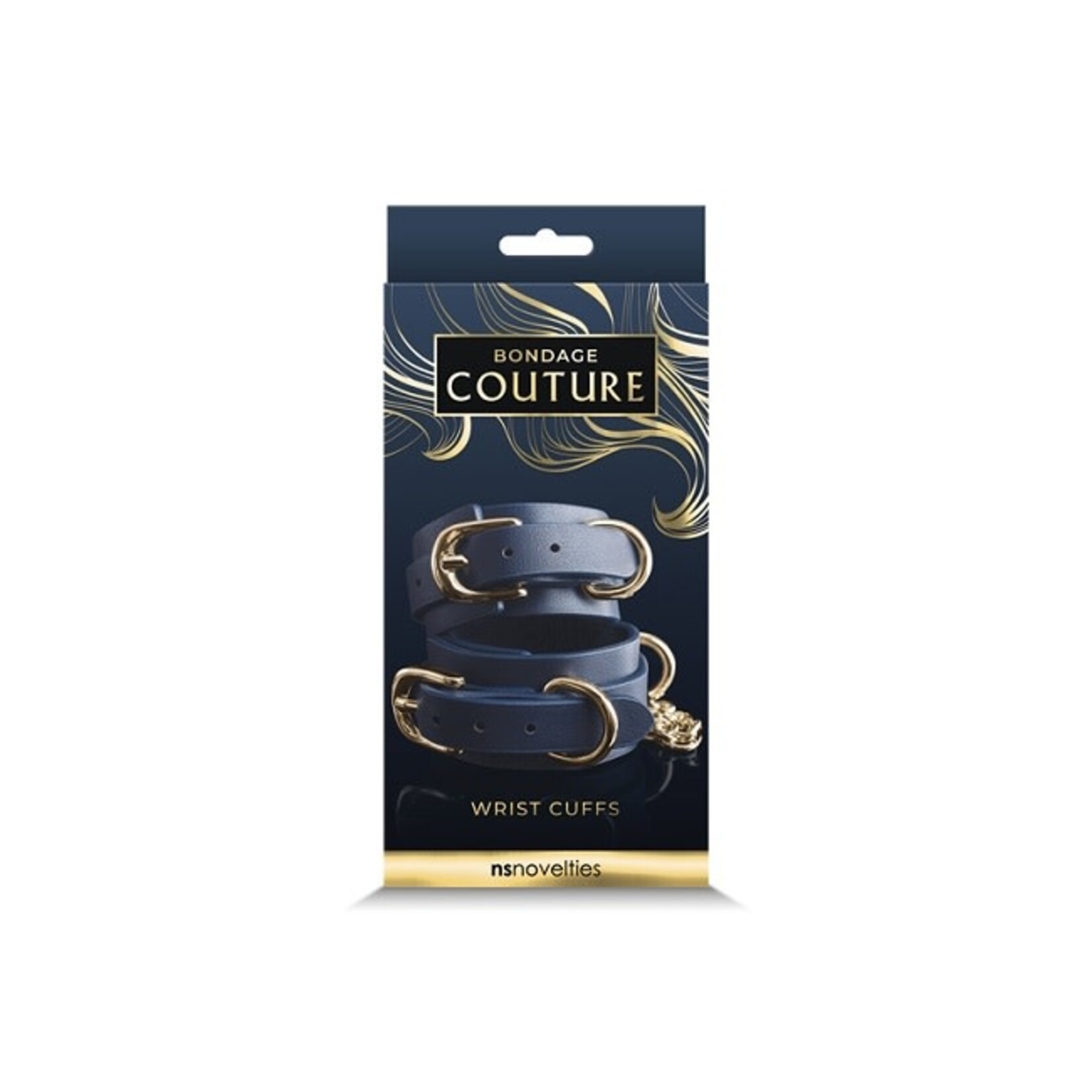 NS Novelties Bondage Couture Wrist Cuffs - Blue