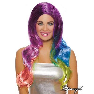Dreamgirl Long Wavy Rainbow Ombré Wig
