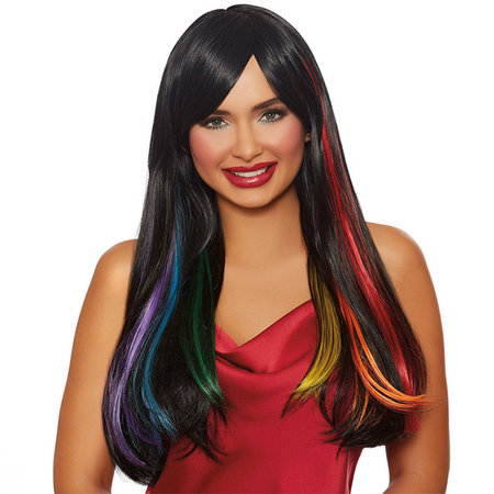 Dreamgirl Dreamgirl Long Straight Black Hidden Rainbow Wig