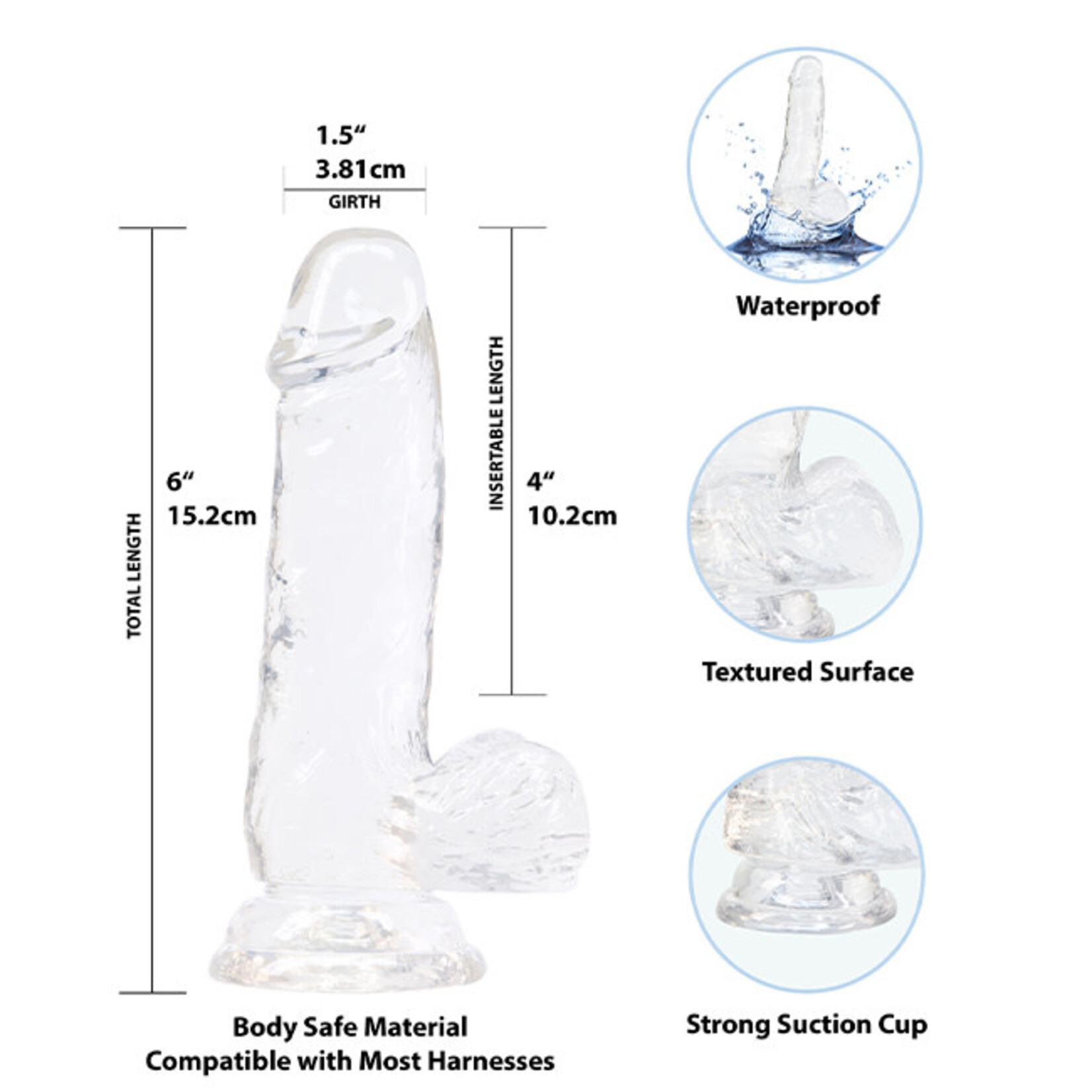 Addiction Crystal Addiction 6" Dildo with Balls