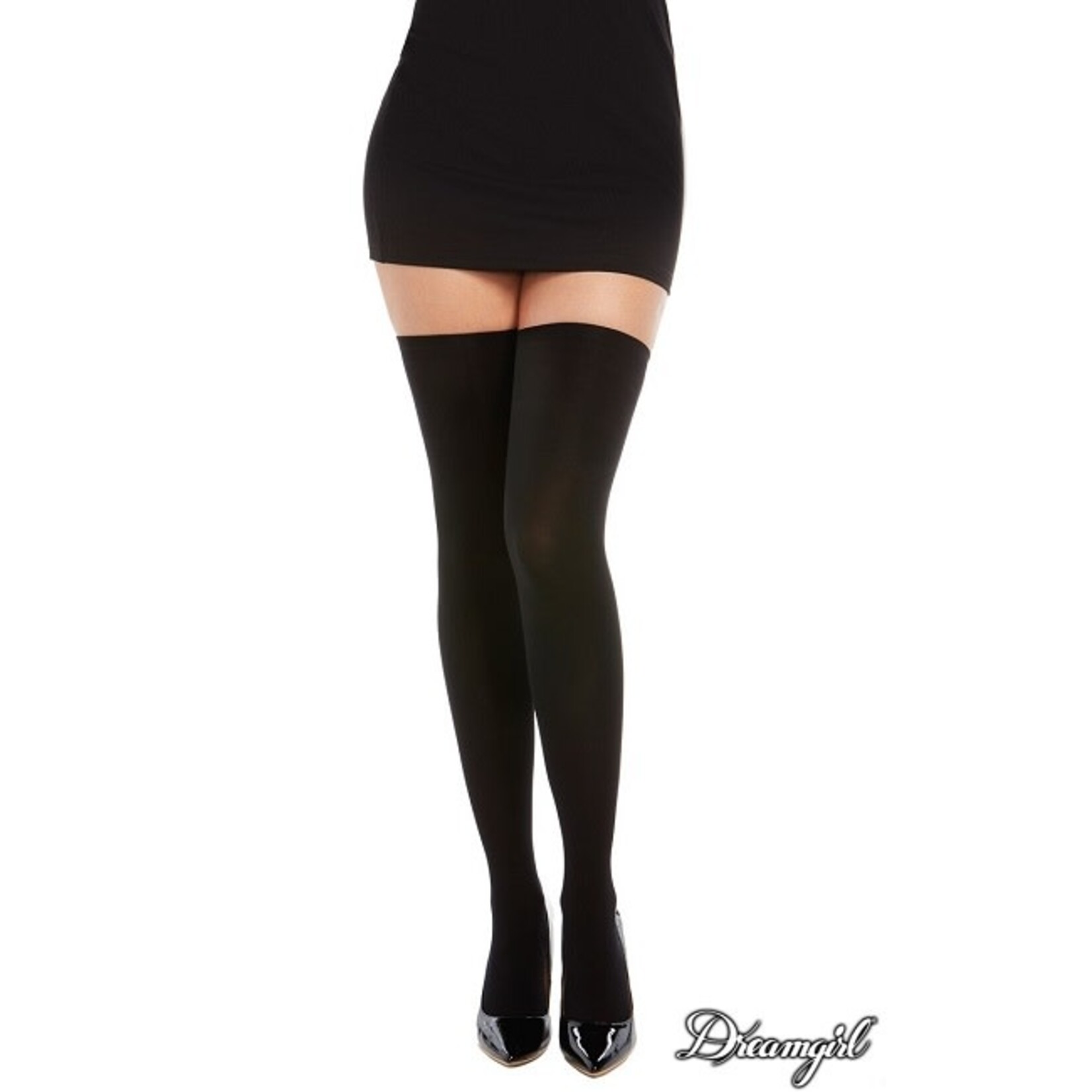 Dreamgirl Dreamgirl Opaque Black Criss-Cross Stockings OS