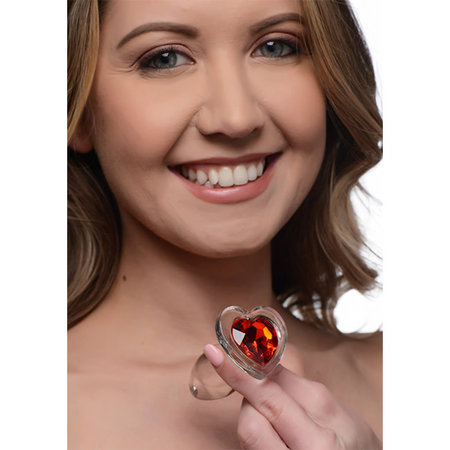 Booty Sparks Booty Sparks Red Heart Gem Glass Anal Plug - Small