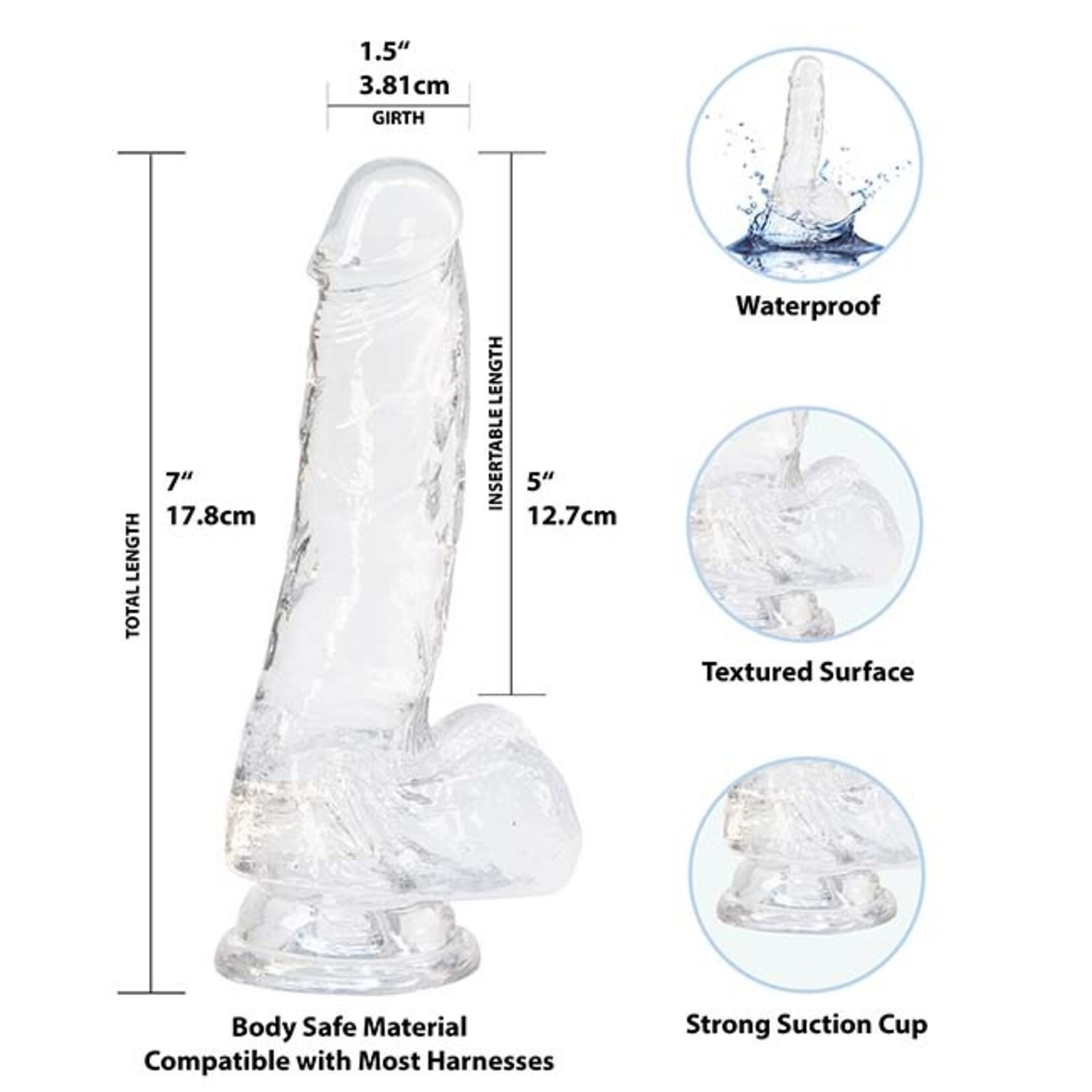 Addiction Crystal Addiction - 7" Clear Dildo with Balls